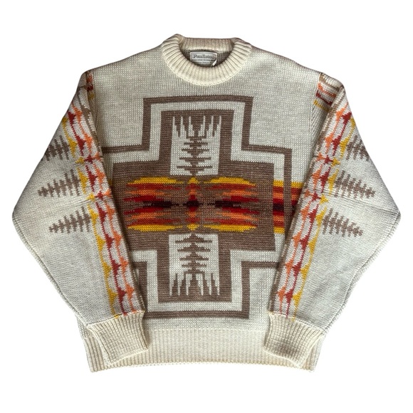 Vintage 70s PENDLETON Chief Joseph Harding Aztec Southwestern Sweater Size Large - Picture 1 of 4